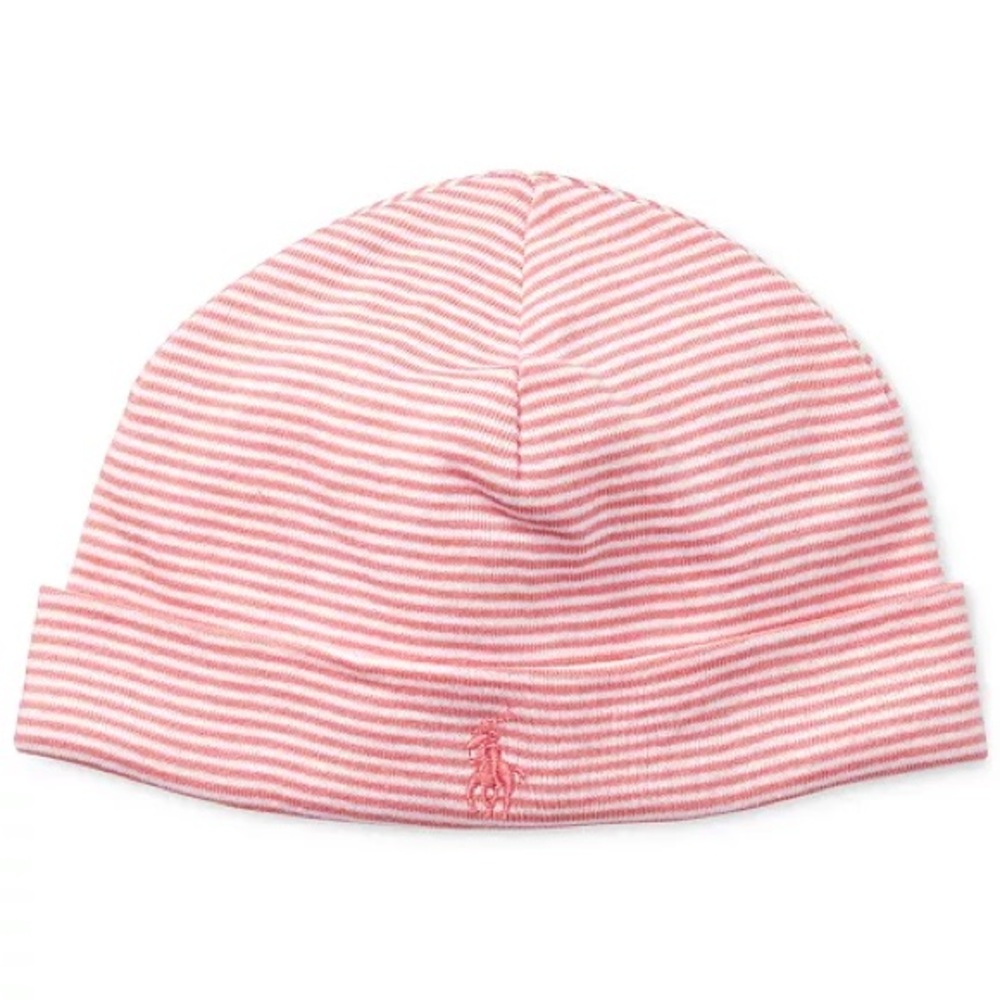 Polo by Ralph Lauren Pink Striped Baby Hat NWOT
